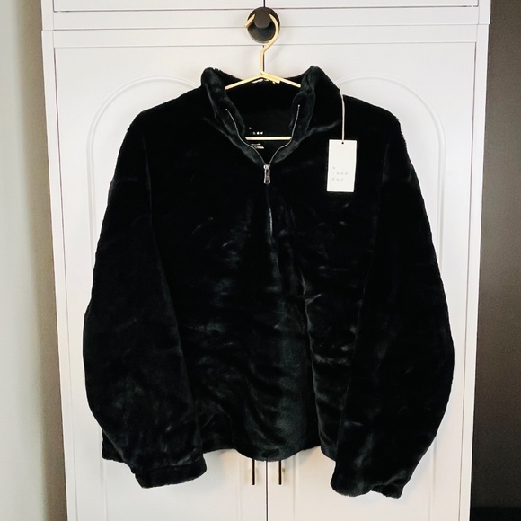 A New Day XXL Black Faux Fur Half-Zip Pullover - Picture 1 of 10